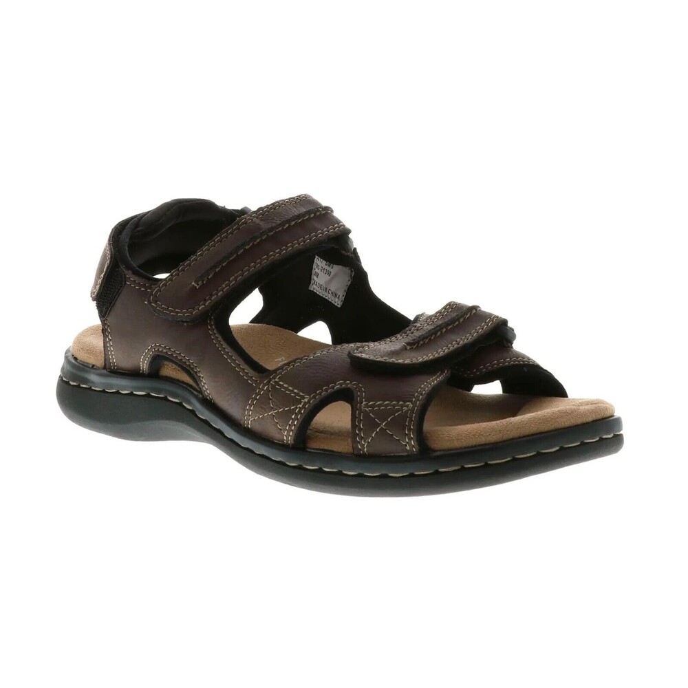 Dockers Sandals Mens 11 M Newpage Quarter Strap Sporty Brown Leather Shoes NEW - Picture 2 of 12